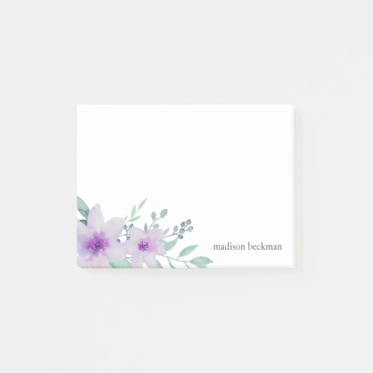 Floral van Waterverf Violet en Sage Post-it® Notes (Voorkant)
