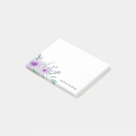 Floral van Waterverf Violet en Sage Post-it® Notes (Schuin)