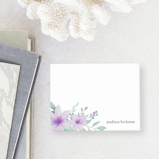 Floral van Waterverf Violet en Sage Post-it® Notes