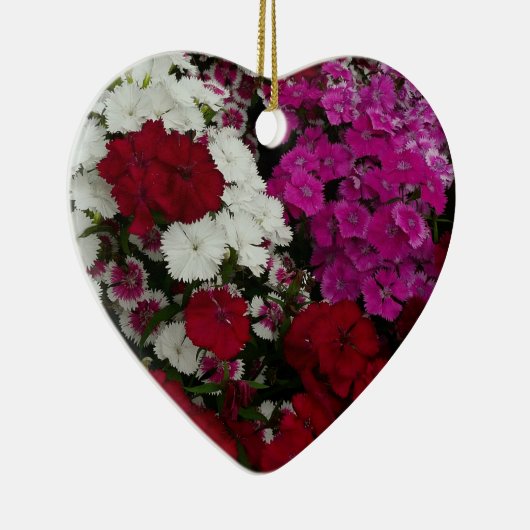 Floral van witte, roze en rode dianthus keramisch ornament (Rechts)