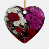 Floral van witte, roze en rode dianthus keramisch ornament (Voorkant)