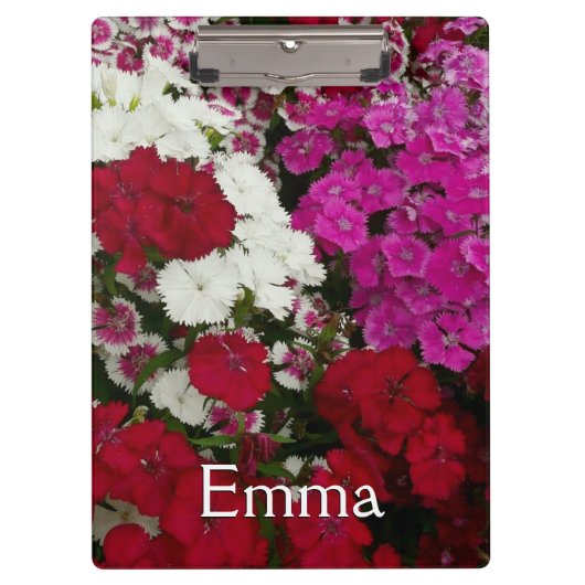 Floral van witte, roze en rode dianthus klembord (Voorkant)