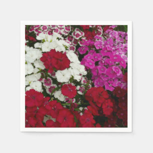 Floral van witte, roze en rode dianthus servet