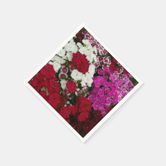 Floral van witte, roze en rode dianthus servet (Hoek)