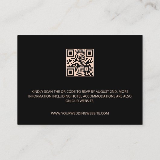 Floral van zwart en koper | QR Code Gothic bruilof Informatiekaartje (Achterkant)