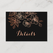 Floral van zwart en koper | QR Code Gothic bruilof Informatiekaartje (Voorkant)