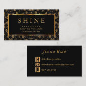 Floral van zwarte en gouden metalen visitekaartje (Voorkant / Achterkant)