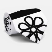 Floral van zwarte en witte strepen stropdas (Opgerold)