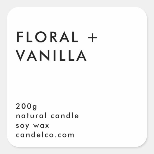 Floral Vanilla Custom Candle Label Sticker  (Voorkant)