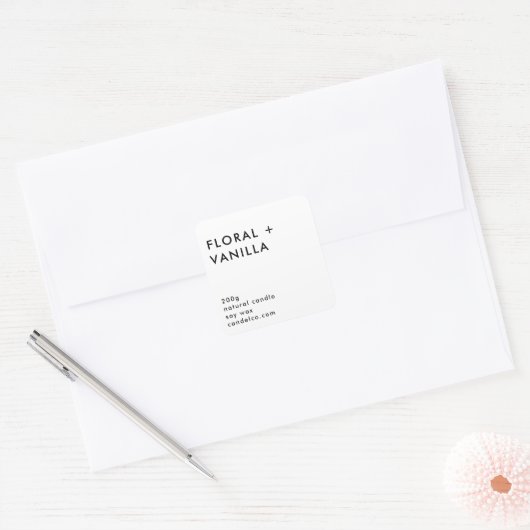 Floral Vanilla Custom Candle Label Sticker (Envelop)