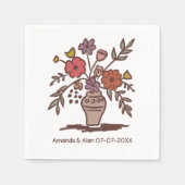 Floral Vase Sketch CUSTOM bruiloft Verloving Servet (Voorkant)
