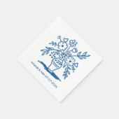 Floral Vase Sketch CUSTOM bruiloft Verloving Servet (Hoek)