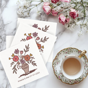 Floral Vase Sketch CUSTOM bruiloft Verloving Servet