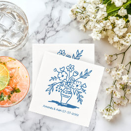 Floral Vase Sketch CUSTOM bruiloft Verloving Servet