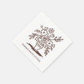 Floral Vase Sketch CUSTOM bruiloft Verloving Servet (Hoek)