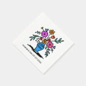 Floral Vase Sketch CUSTOM bruiloft Verloving Servet (Hoek)