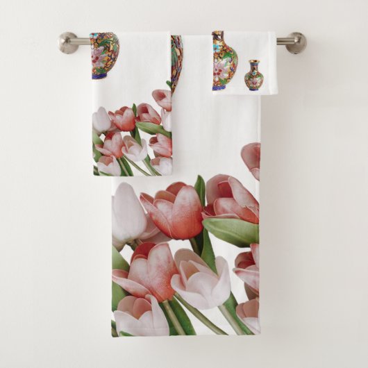 Floral Vase Victoriaans badkamerhandsets Bad Handdoek (Insitu)
