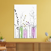 Floral Vases black white paars Canvas afdrukken (Insitu (Woonkamer))