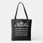 Floral Vector, Natuur Love Text op Black Tote Bag (Achterkant)