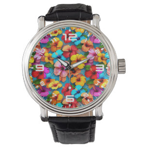Floral veelkleurige bloemen patroon-36355 horloge