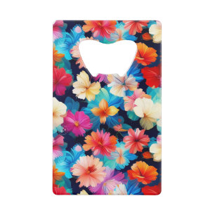 Floral veelkleurige bloemen patroon-37566 creditkaart flessenopener