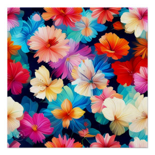 Floral veelkleurige bloemen patroon-37566 perfect poster