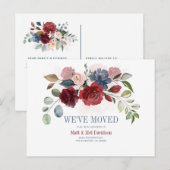 Floral verandering van adres verhuizen feestdagenkaart (Voorkant / Achterkant)