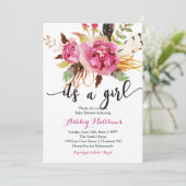 Floral veren Floral Baby shower Uitnodiging (Staand voorkant)