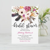 Floral veren Floral Bridal Shower Invitation Kaart (Staand voorkant)