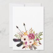 Floral veren Floral Bridal Shower Invitation Kaart (Achterkant)