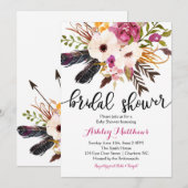Floral veren Floral Bridal Shower Invitation Kaart (Voorkant / Achterkant)