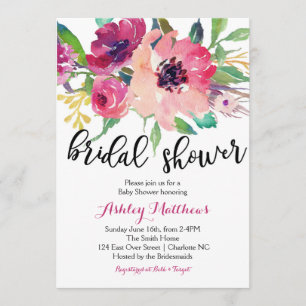 Floral veren Floral Bridal Shower Invitation Kaart