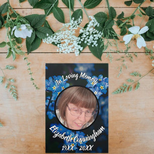 Floral Vergeet me niet Patch Five Photo Memorial Drieluik Aankondiging