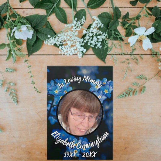 Floral Vergeet me niet Patch Five Photo Memorial Drieluik Aankondiging