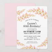 FLORAL VERJAARDAGSFEEST INVITE stijlvol roze Kaart (Voorkant / Achterkant)