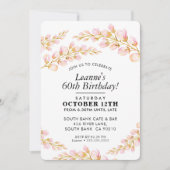 FLORAL VERJAARDAGSFEEST INVITE stijlvol roze Kaart (Voorkant)