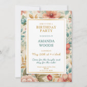 Floral verjaardagsfeest viering ontwerp kaart (Voorkant)