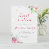Floral verjaardagsfeestje uitnodiging (Staand voorkant)