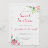 Floral verjaardagsfeestje uitnodiging (Voorkant / Achterkant)