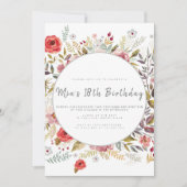 Floral verjaardagsfeestje uitnodiging (Voorkant)