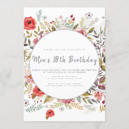 Floral verjaardagsfeestje uitnodiging