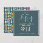 Floral verjaardagsfeestje uitnodiging | Aangepaste (Voorkant / Achterkant)