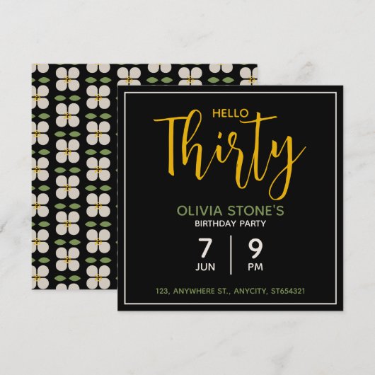 Floral verjaardagsfeestje uitnodiging | Aangepaste (Voorkant / Achterkant)