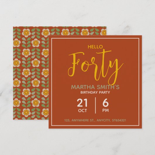 Floral verjaardagsfeestje uitnodiging | Aangepaste (Voorkant / Achterkant)