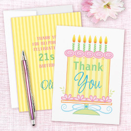 Floral verjaardagstaart Bedankkaart