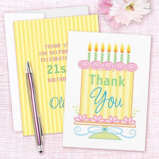  Floral verjaardagstaart Bedankkaart