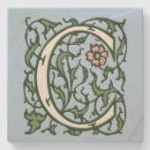 Floral verlichte letter C Stenen Onderzetter (Voorkant)