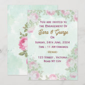 Floral Verloving Invitation Kaart (Voorkant / Achterkant)