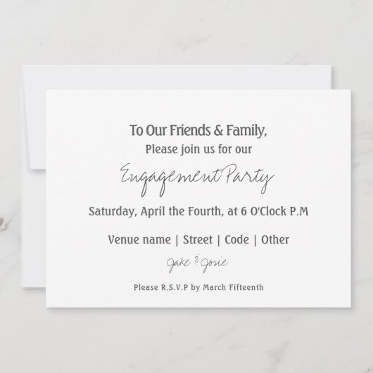 Floral Verloving, verloofde partijaankondiging Aankondiging (Achterkant)