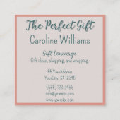 Floral verpakt geschenk roze groen vierkante visitekaartje (Achterkant)